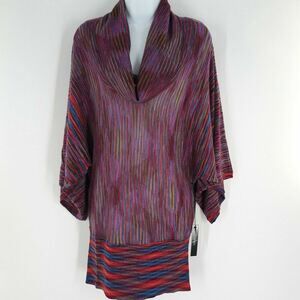 Vertigo Womens Magenta Cowl Multicolor Neck Sweater Top Size Small New